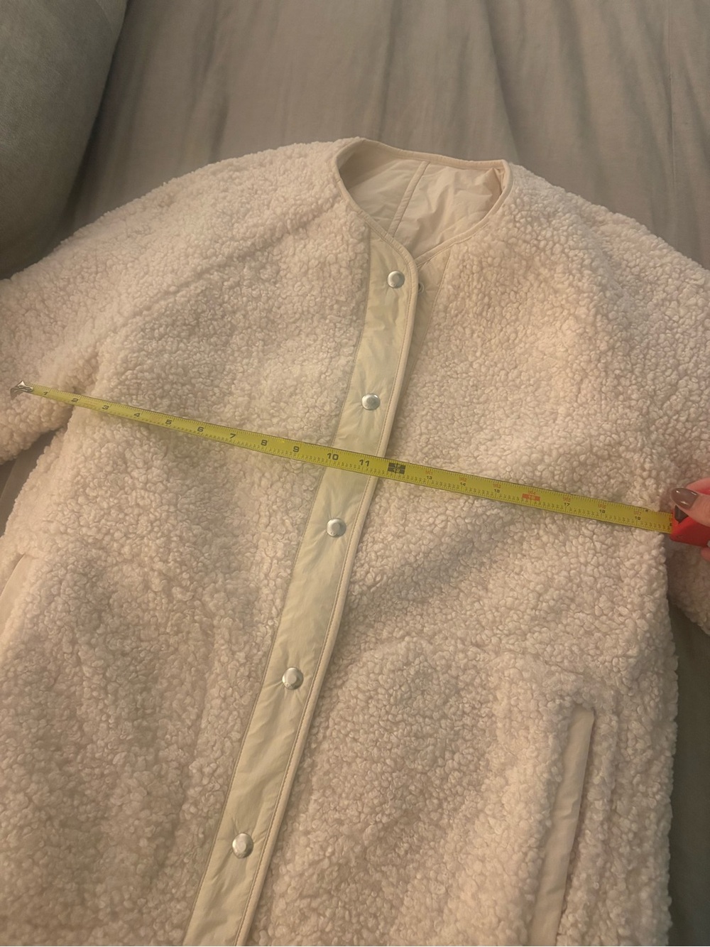 AYR Cream Bouclé Snap-Front Teddy Jacket - Picture 2 of 3